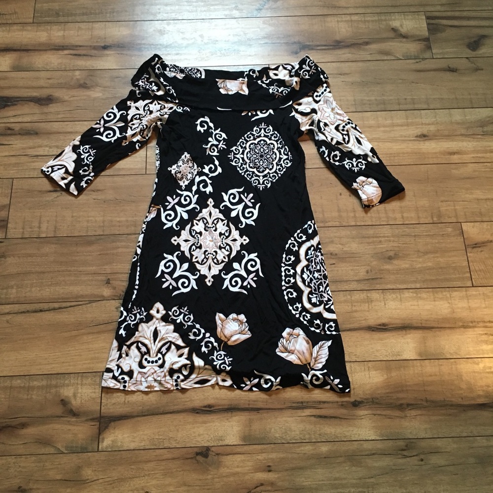 Women's black and white boat neck dress size sm